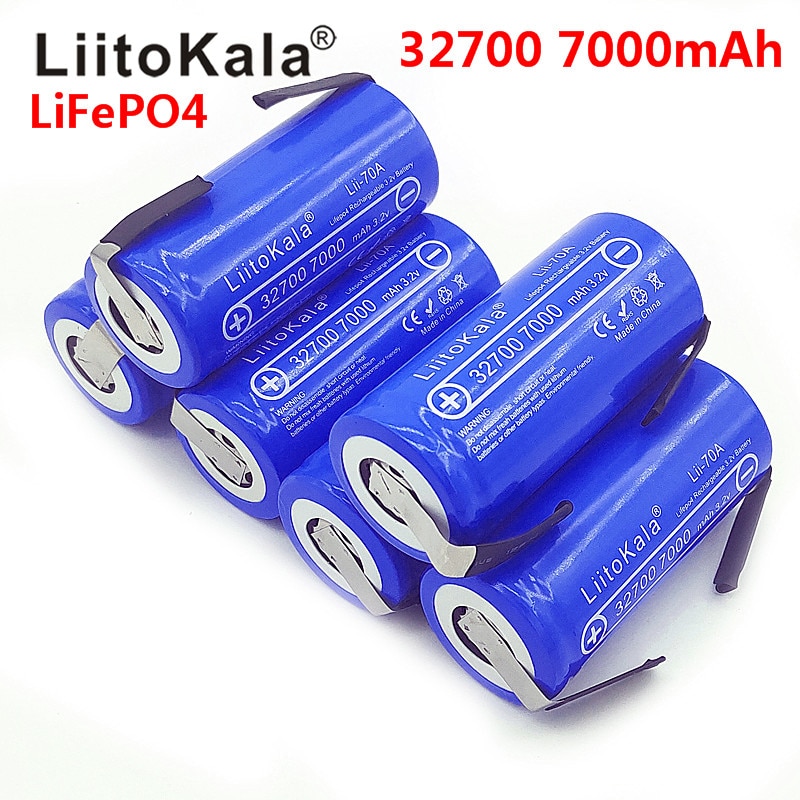 LiitoKala 3.2V 32700 7000mAh 6500mAh LiFePO4 Battery 35A Continuous Discharge Maximum 55A High power battery+Nickel sheets