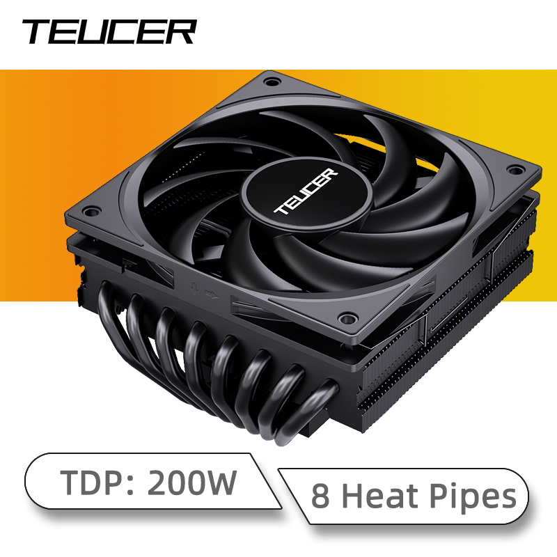 TEUCER UT75 8 Heat Pipe CPU Cooler TDP 200W Equipped with UT12015 FDB Fan For AM5 AM4 and Intel LGA1700 1200: black