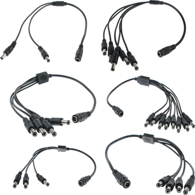 5.5X2.1Mm Dc Power Jack Splitter Adapter Connector Kabel 1 Dc Female Naar 2 4 5 6 8 stekker Voor Cctv Camera Led Strip Verlichting
