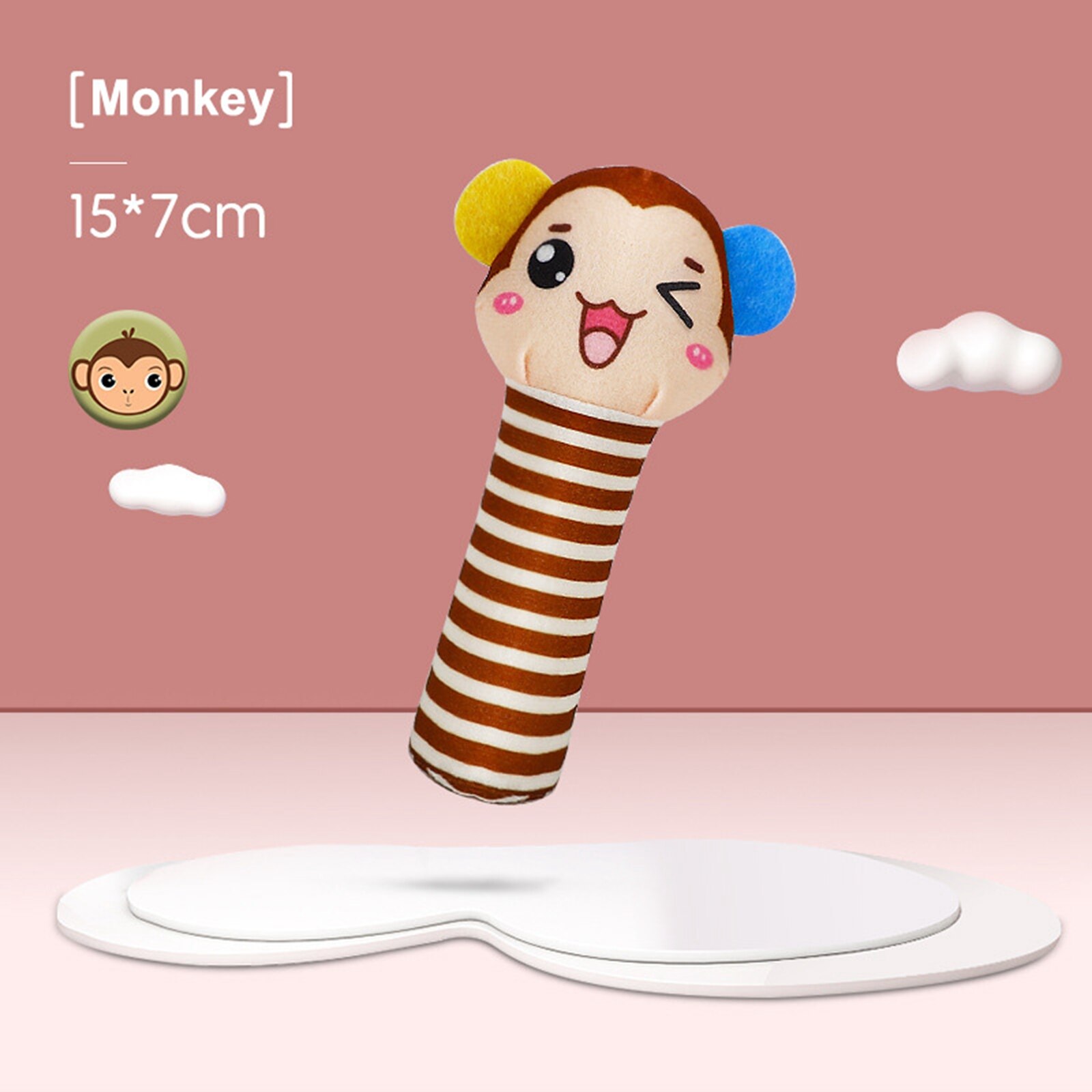 Newborn Baby Toys 0-12 Months Cartoon Animal Baby Plush Rattle Mobile Bell Toy Infant Toddler Early Educational Toys Bite Tool: B