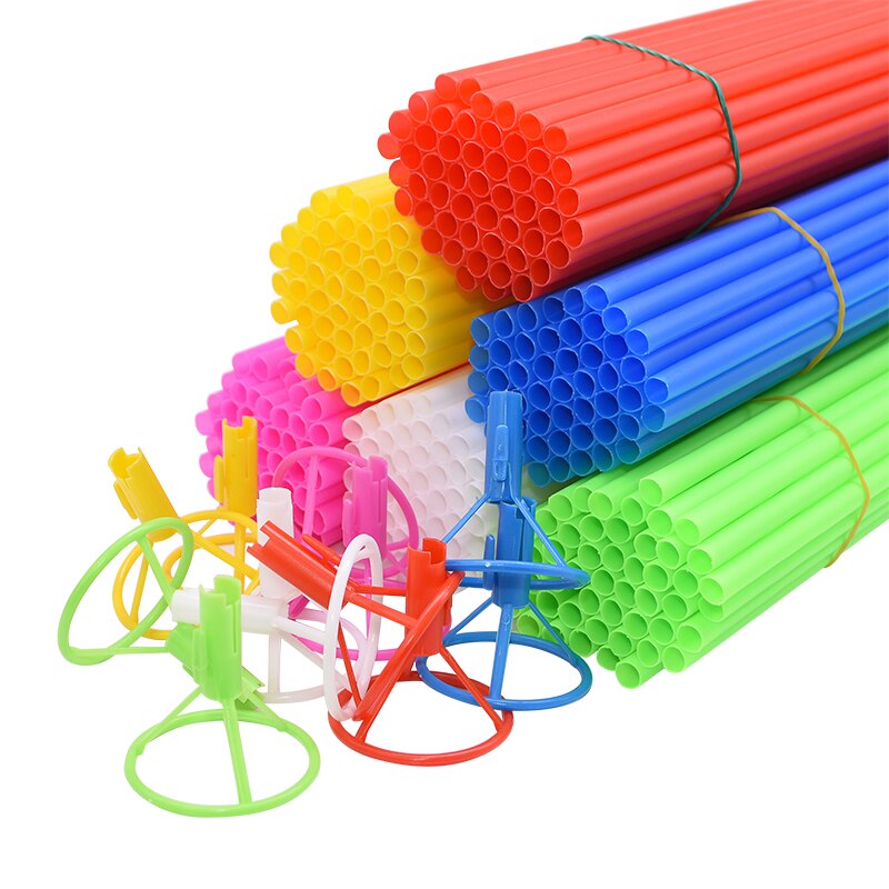 Porte-ballons en aluminium 5/10 pièces, porte-ballons en plastique avec tasse, accessoires, tiges en PVC pour décorations de fête d&#39;anniversaire et de mariage