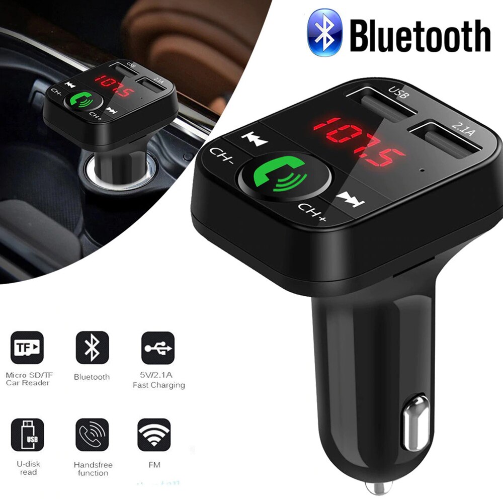 Bluetooth Fm-zender Led Auto MP3 Speler Dual Usb 2.1A Fast Charger Auto Muziekspeler Fm Modulator