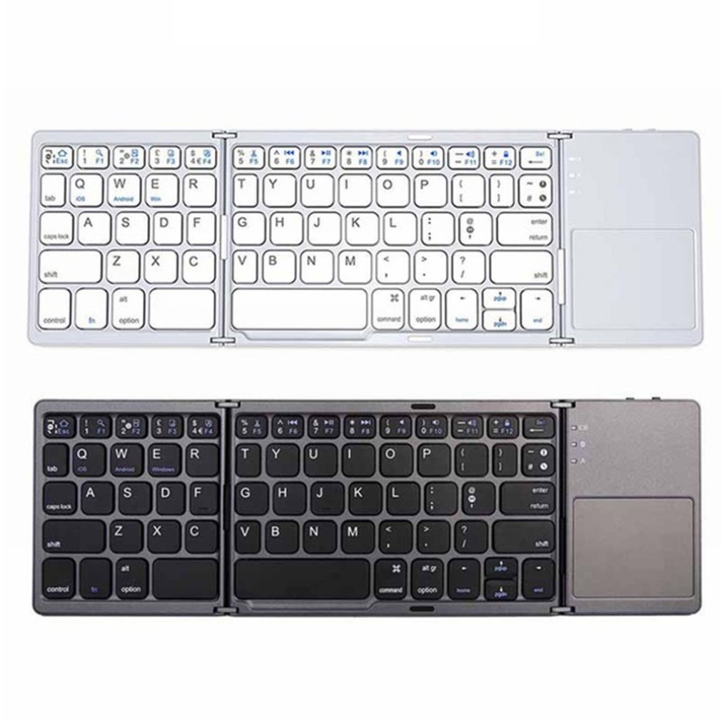 Mini Foldable Bluetooth Keyboard with Touchpad Pocket Size Portable Slim Keyboard Rechargable Battery for iOS Android Windows PC