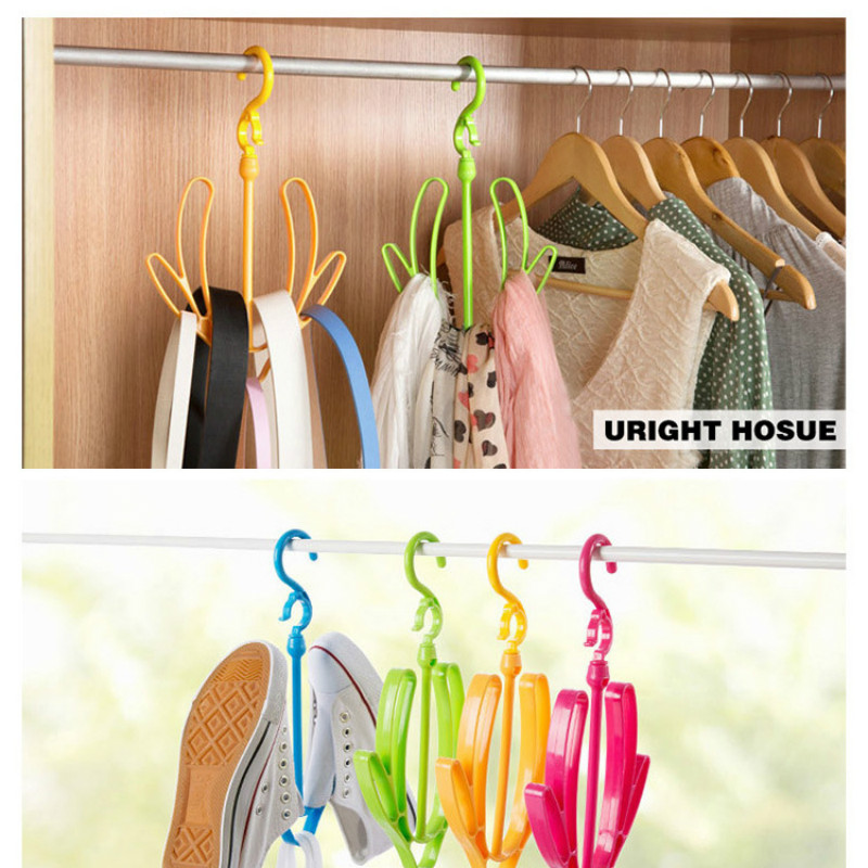 1 Pc 30*17 cm 360 Graus Rotate Varanda Dupla-Sapato gancho Titular Conveniente Removível Tipo de Sapato de Plástico rack de Secagem Cremalheira 3 Cor