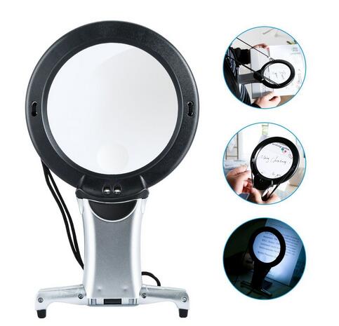 Mains libres LED loupe éclairé lecture loupe cou porter loupe pour les personnes âgées couture point de croix broderie: without brush