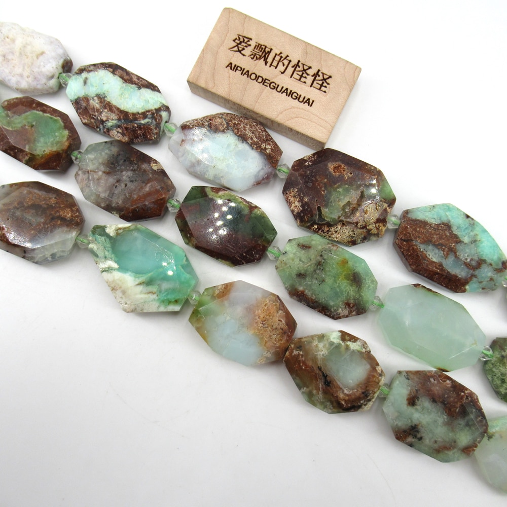 APDGG Natural Chrysoprase Slice Faceted Nugget Gemstone Loose Beads 15.5" Strands Jewelry Making DIY