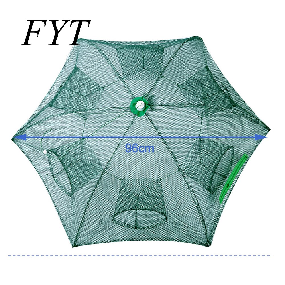 Filet automatique pliant en nylon,piège avec mailles à lancer, renforcé pour attraper poisson, fretin, crevette ou crabes 4 à 20 trous,: 6 enter