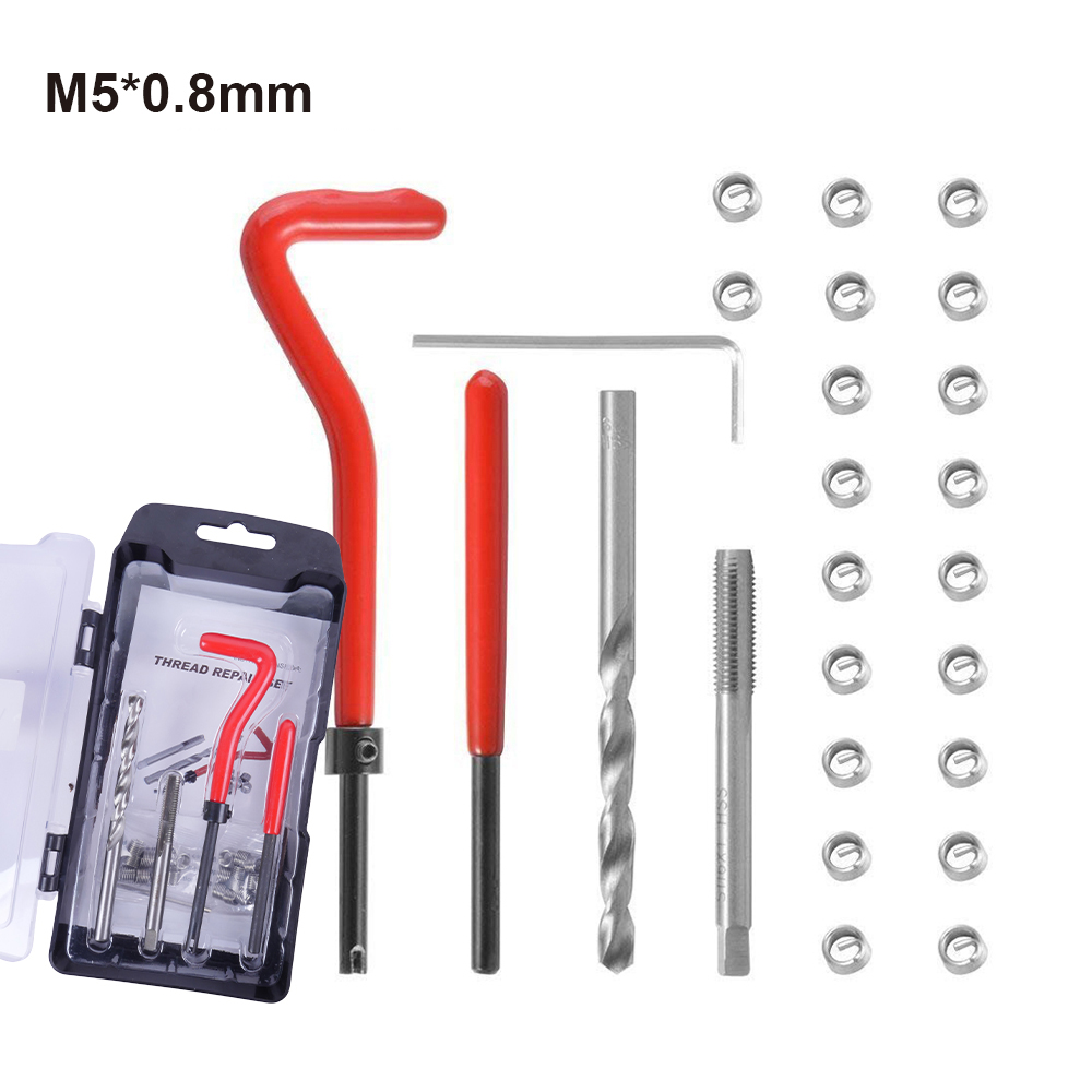 Gewinde-Reparatur-einstellen M4/M5/M6/M7/M8/M9/M10/M12/M14 Metrisches Gewinde-Reparatur-Einsatz-einstellen für beschädigte Gewinde und automatische Reparatur: Schwarz