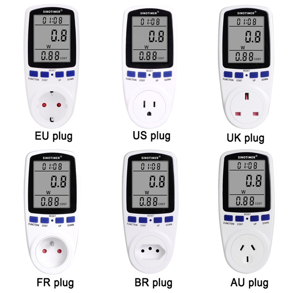 Elektrisitet digital monitor meter stor lcd display analysator husholdning intelligent digital spenning wattmeter overvåking socket