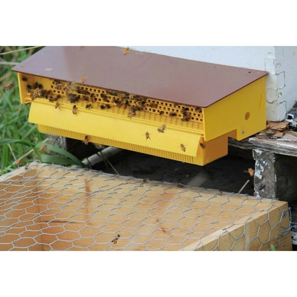 Beekeeping Plastic Pollen Trap Yellow with Removable Ventilated Pollen Tray Pollen Collector Beehive Detachable Tools