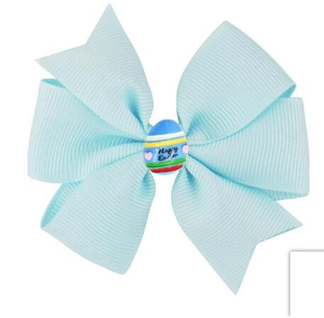 60pcs/ 3.5" Easter Day Eggs Hair Bows for Girls Solid Ribbon Easter Eggs Bowknot Hair Clip Kids Hairgrips Hair Accessories: color 8