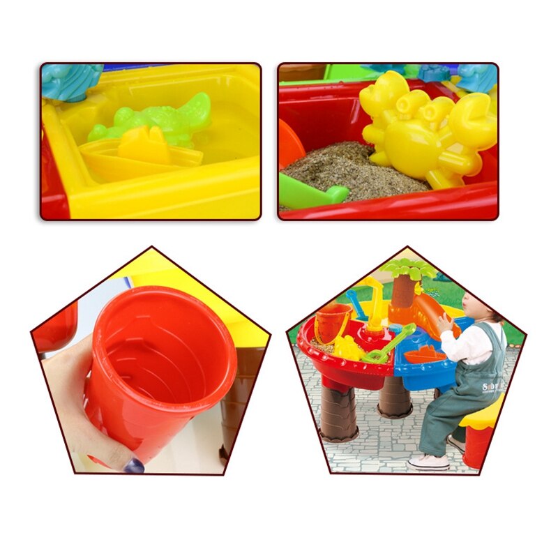 Kids Sand Pit Set Sand &amp; Water Table For Toddler Sandbox Activity Table Beach Toys For Sand Castles Water Play