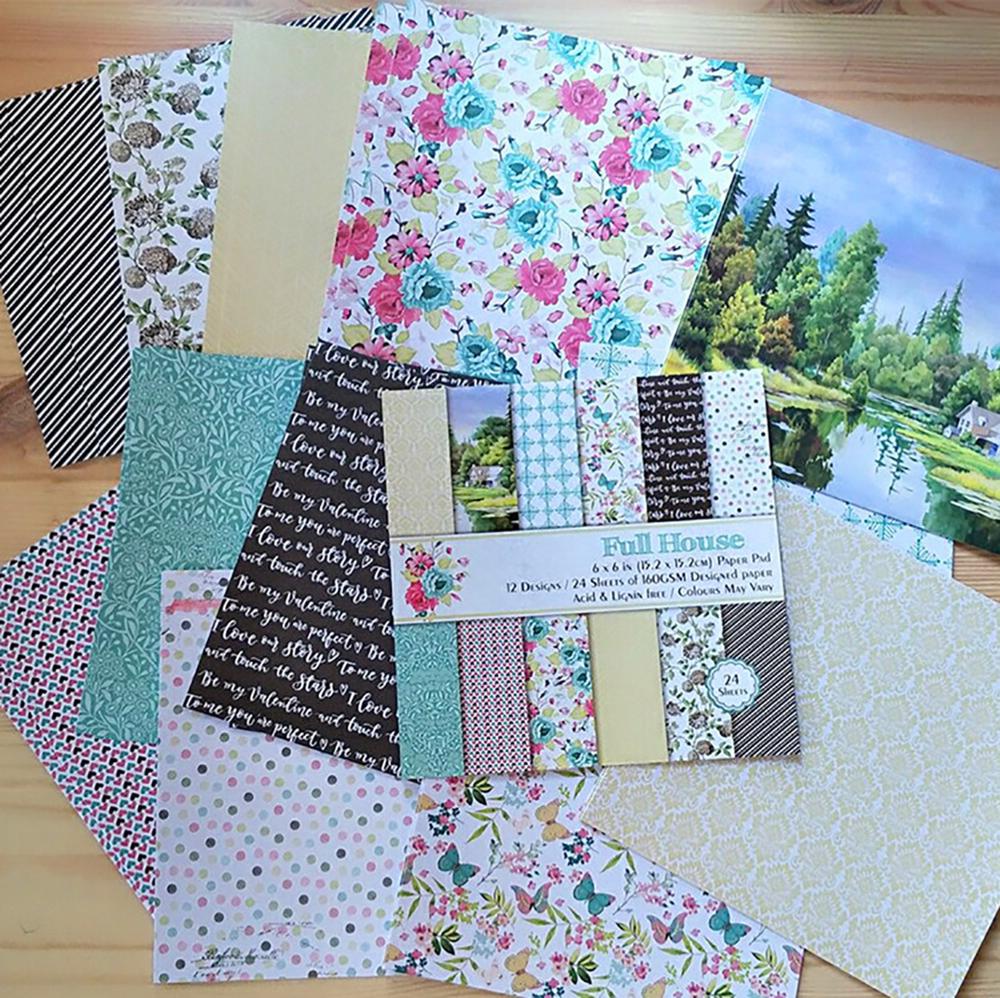 24 pieces of full house pattern scrapbook paper origami art background paper DIY album greeting card paper making