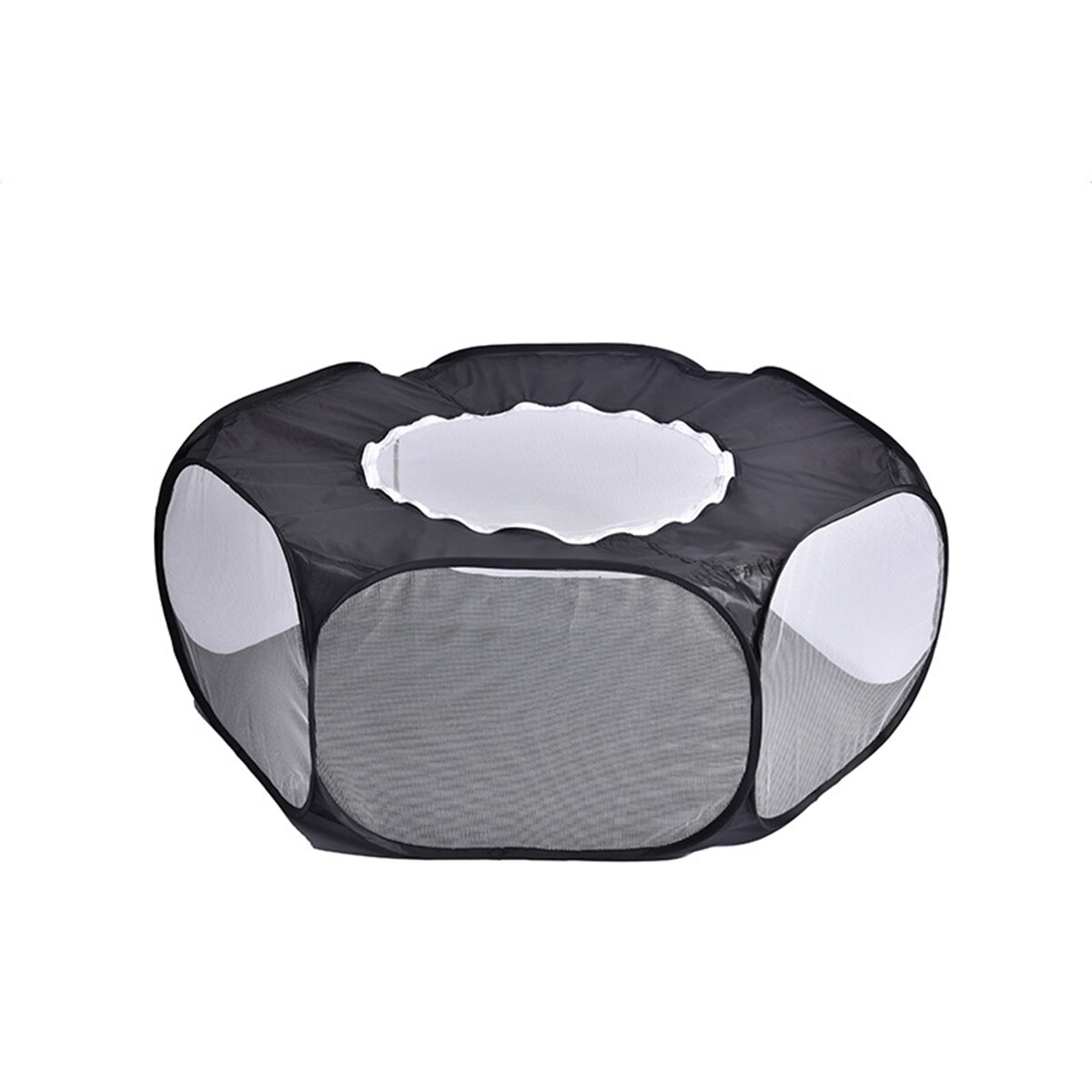 Newest Small Animal Cloth Fence Foldable Waterproof Pet Fence Cat and Dog with Sunroof Tent (Sky blue / Black): Black