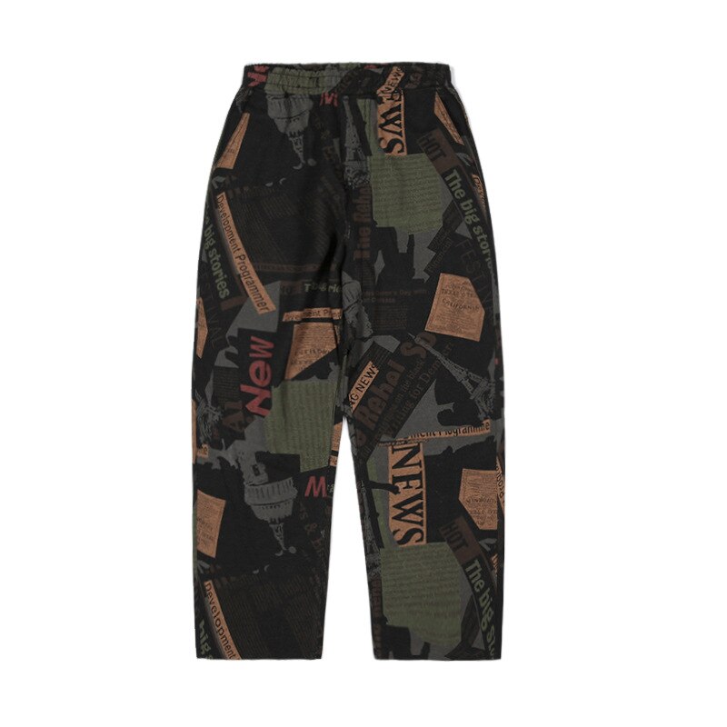 Mænd jeans retro mønster strik casual brede ben bukser herre trend løse lige jeans efterårsbukser