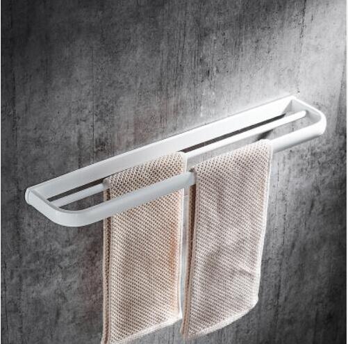Badkamer Accessoires Set, Witte Vierkante Papier Houder, Handdoek Bar, Zeep Mand, Handdoekenrek, hoekplank, Haak, Badkamer Hardware Set: double towel bar