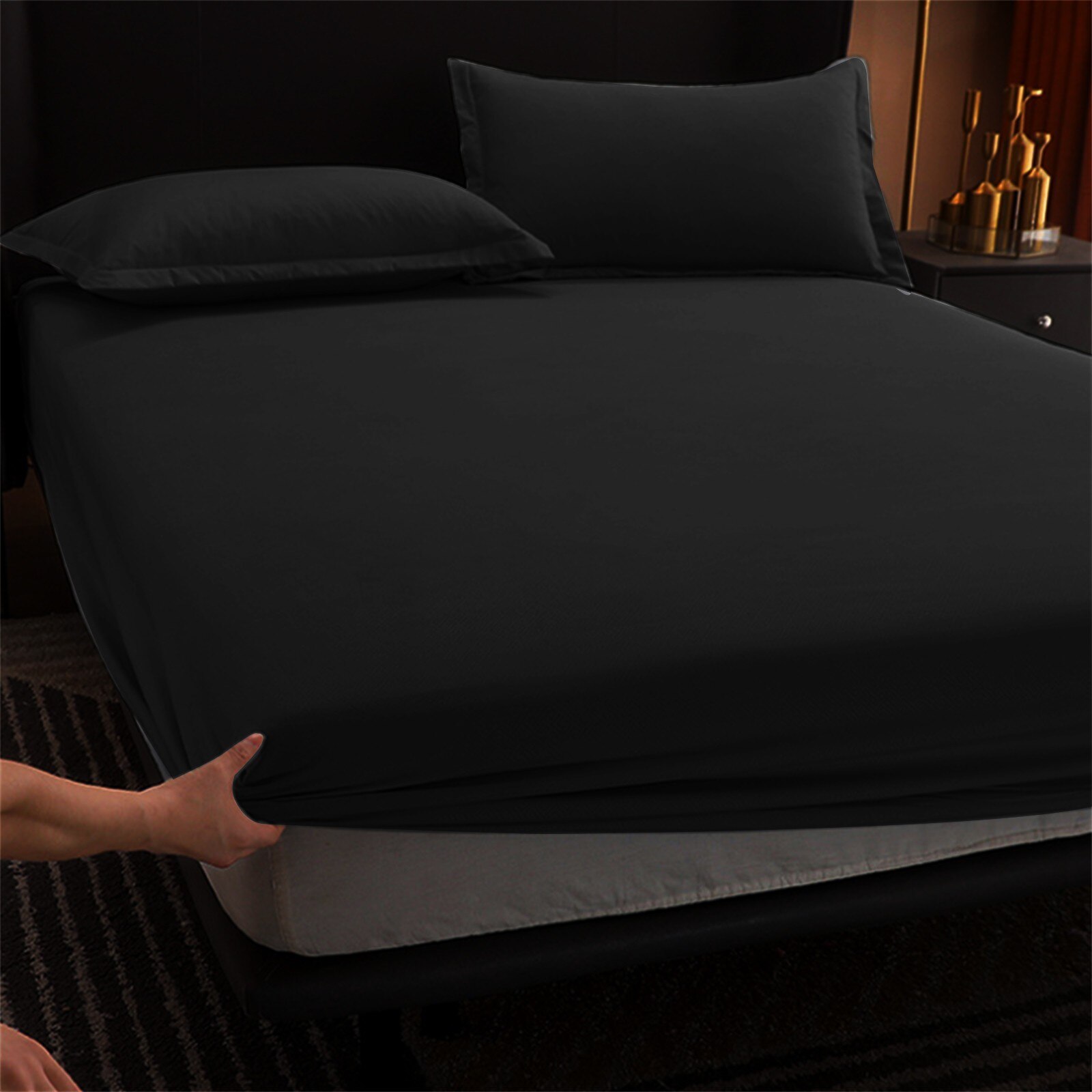 Zachte Polyester Hoeslaken Matrashoes Absorberende Sneldrogende Lakens Effen Kleur Bed Mat Grijpers Elastische Band Bed Cover