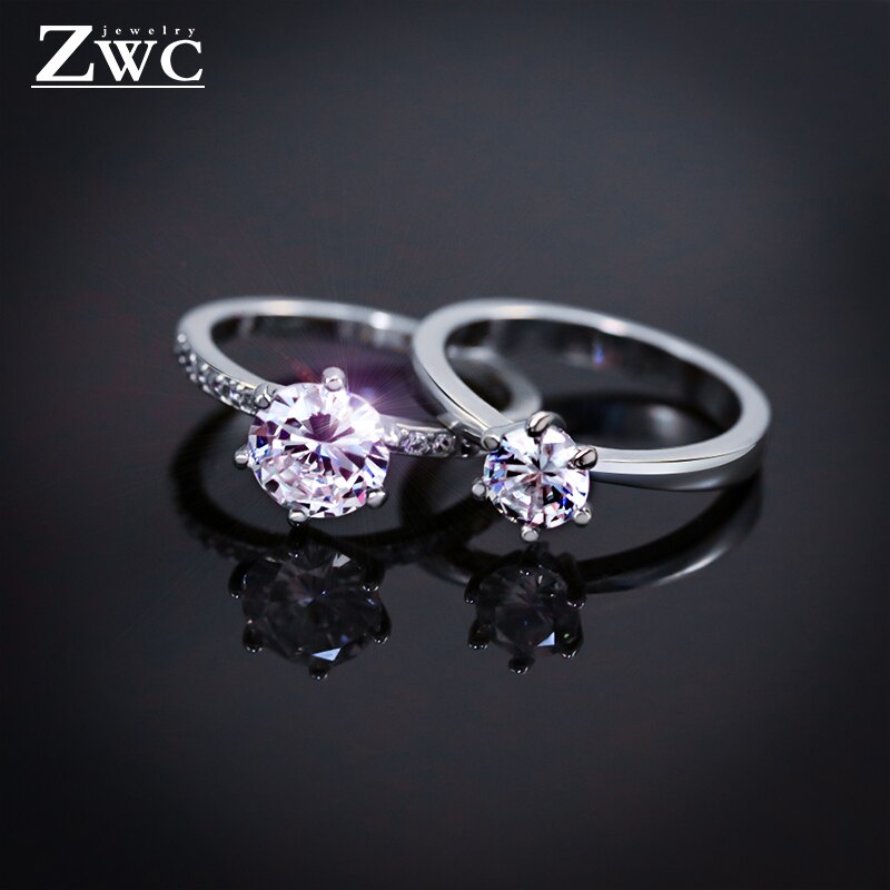 ZWC Neue Kristall Hochzeit Ring für frauen Finger Engagement Zirkon Ring Weiblichen Schmuck Ring Partei 6/7/8/9 Größe