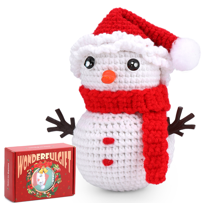 MIUSIE Kit de iniciación de ganchillo navideño, kit completo de tejido artesanal con hilos de ganchos de ganchillo, tutoriales de vídeo para de bricolaje: Azul oscuro