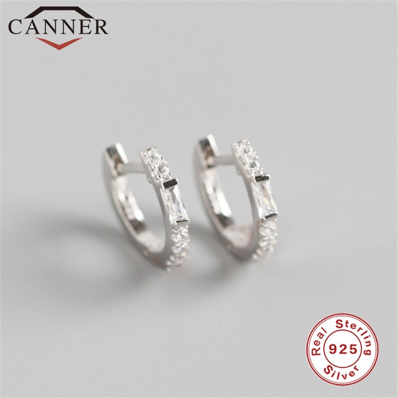 European and American Gold Silver color INS Crystal Zircon Small Hoop Earrings for Women 925 silver Earrings Jewelry: silver 1