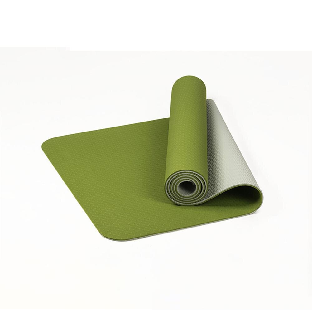 Yoga Mat 6mm Thick TPE - 183x61cm Non-Slip Dual-Color Fitness Pilates Gym Exercise Training Pad: Grass green
