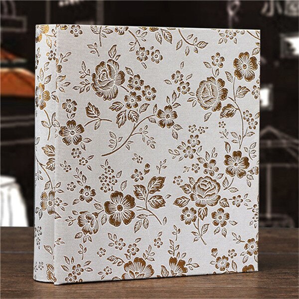 6 zoll Fotoalbum Leder Blumen- Lagerung Kasten 100 Blätter EinfüGen Seite Album Liebhaber freundlicher Buch Speicher Hochzeit DIY foto: Beige