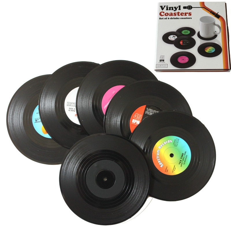 4 6Pcs Vinyl Record Placemats Drinken Coaster Tafel Placemats Koffie Mok Cup Onderzetters Hittebestendige Antislip pads