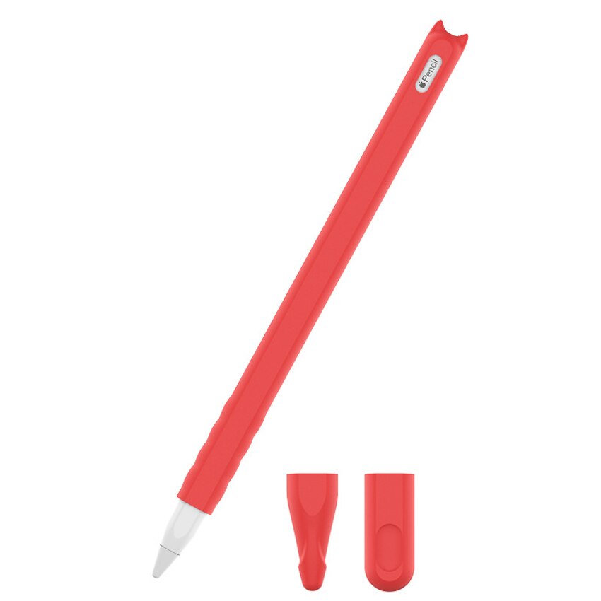 1PCS For Apple Pencil 2nd Gen Silicone Case Sleeve iPencil Grip Holder Pen Skin Cover 170mm: Red