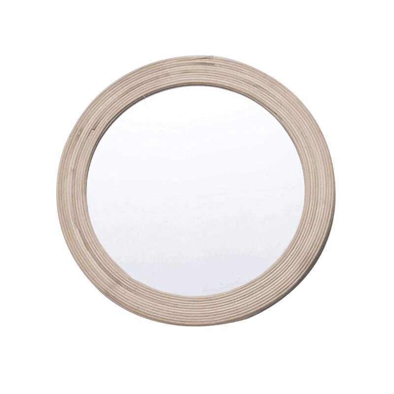 Ronde Houten Frame Spiegel Met Riem 30 Cm - Zwarte Muurspiegel Voor Woonkamer, Slaapkamer En Badkamer