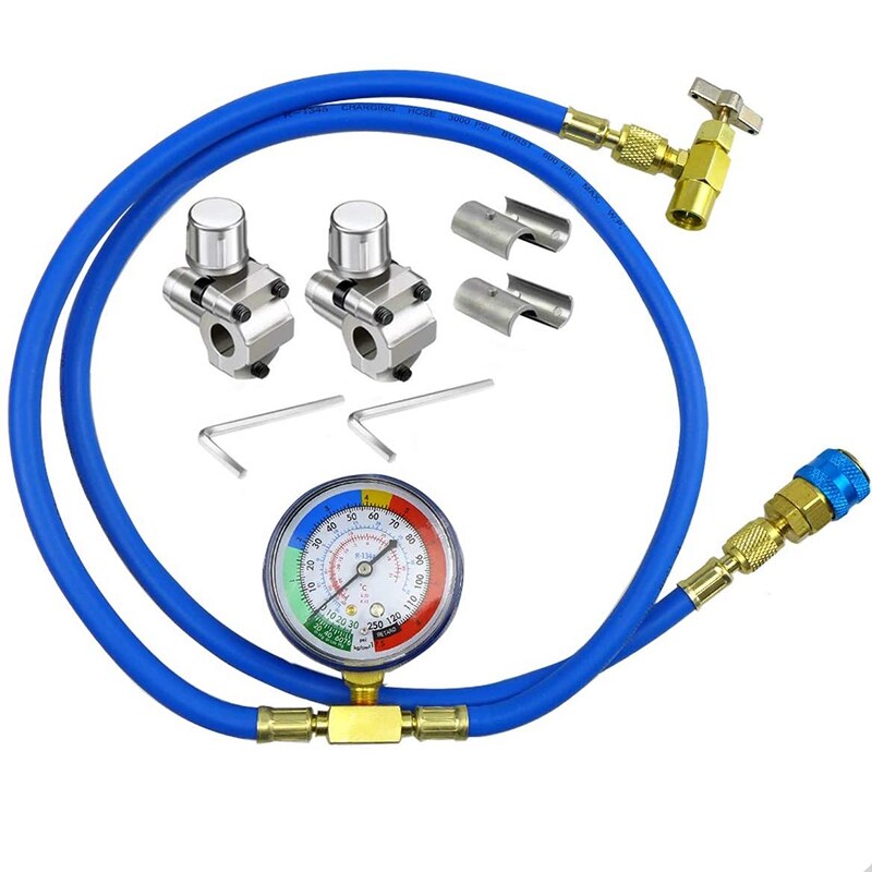 R134A Charging Hose with Gauge,with BPV31 Piercing Tap Valve Kit