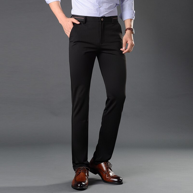 hommes mince costume pantalon hommes hiver décontracté bureau costume pantalon épaissir polaire pantalon élasticité costume pantalon