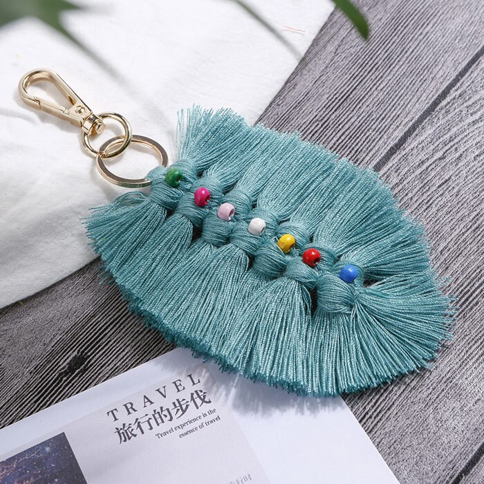 1PC Style Bohemia Leaf Tassel Fringed DIY Jewelry Garments Bag Decorative Accessories Key Chain Pendant Craft Cotton Tassels: 11