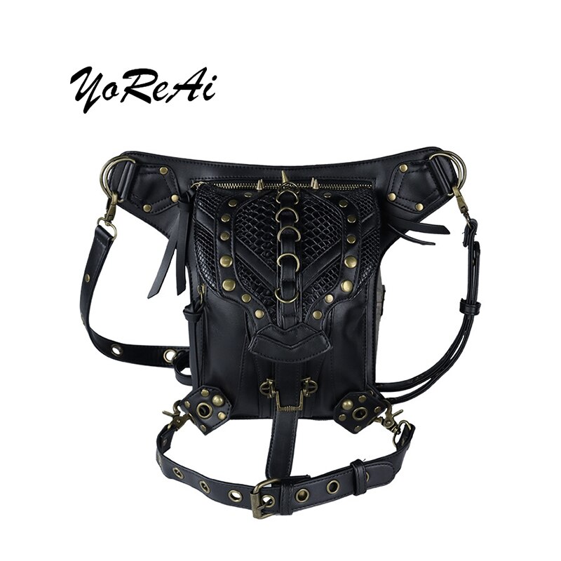 Yoreai vintage vapor punk motocycle retro rock gótico motociclista bolsa de ombro sacos cintura vitoriana feminino masculino gota táticas pacote perna