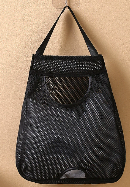 Soporte de bolsa de plástico, dispensador de bolsas de basura, bolsas de plástico para comestibles, soporte grande para bolsas de comestibles, almacenamiento colgante de malla transpirable: Gris claro