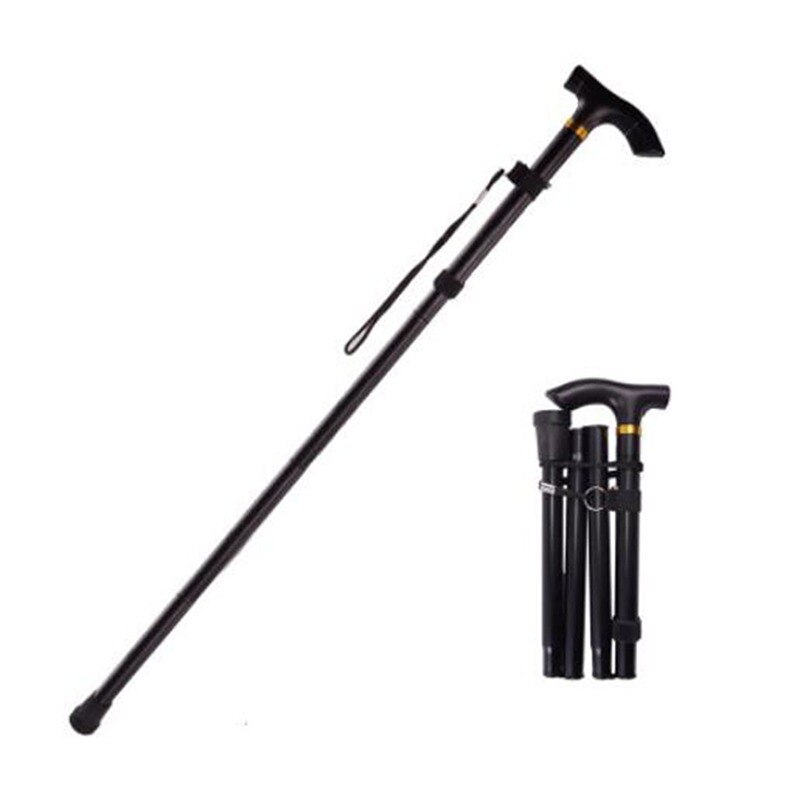 Walking Stick Hiking Trekking Poles Trail Ultralight 4 Section Adjustable Canes Aluminum Alloy Folding Walking Stick: B black
