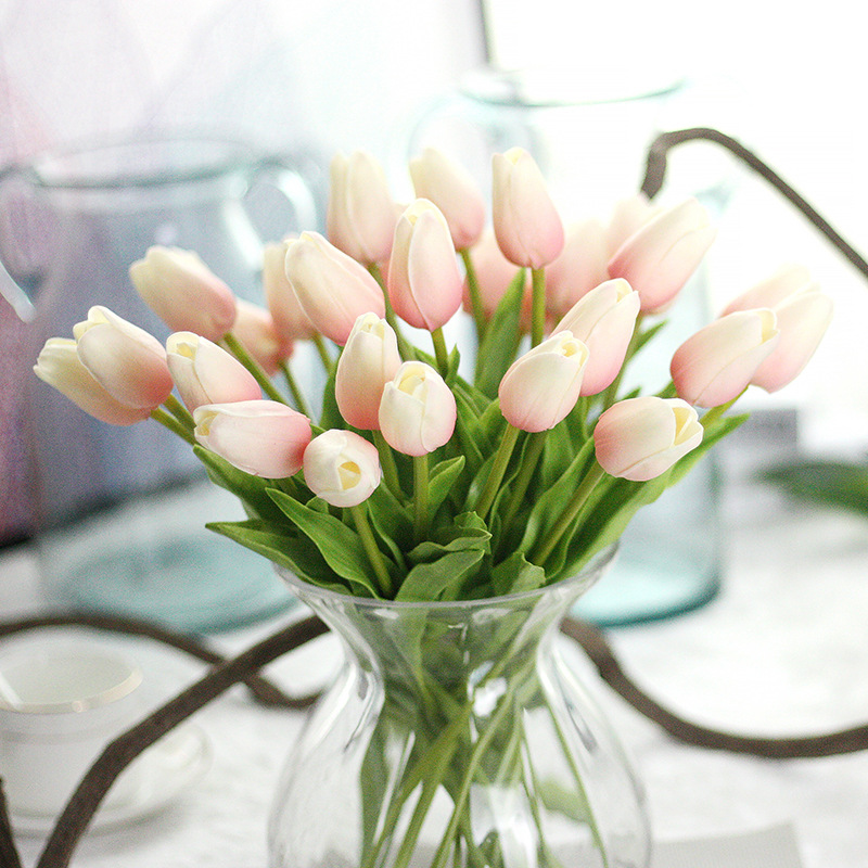 1pc pu tulipan kunstig blomst ekte touch mini tulipan hjem bryllup dekorasjon blomst