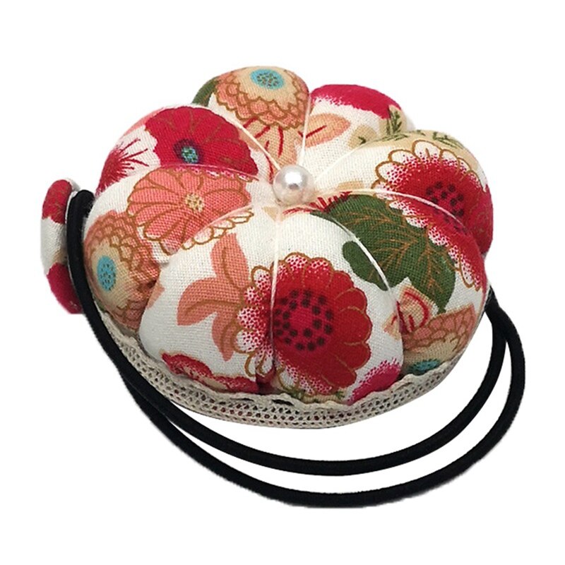 En forma de aguja Pin calabaza pelota cojín acerico de pulsera de la correa de muñeca de punto de costura coser perno alfombra de costura para manualidades DIY suministros: Red