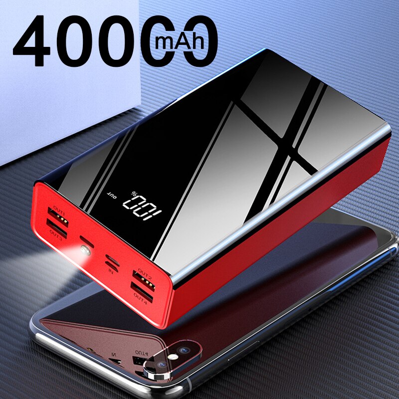 40000 Mah Power Bank 4 Usb Voor Xiaomi Powerbank 40000 Mah Draagbare Externe Batterij Oplader Snelle Poverbank Voor Iphone samsung
