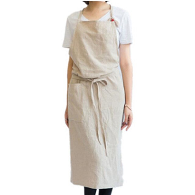 INS Japanese Linen Cotton Lace-up Apron Dress Art Men And Women Work Apron 100*100cm Sleeveless Apron Home: 6
