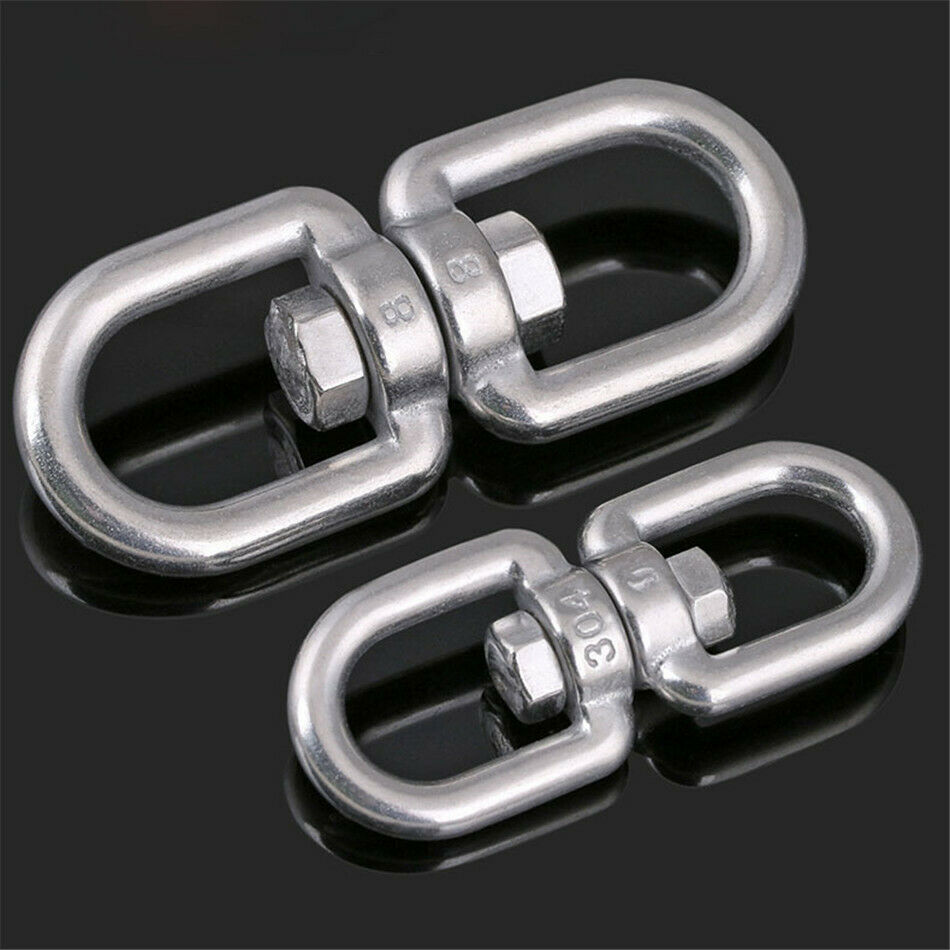 1Pcs Eye to Eye Swivel Ring 304 Stainless Steel Double Ended Swivel Eye Snap Chain Hook Connector Heavy Duty M4-M20