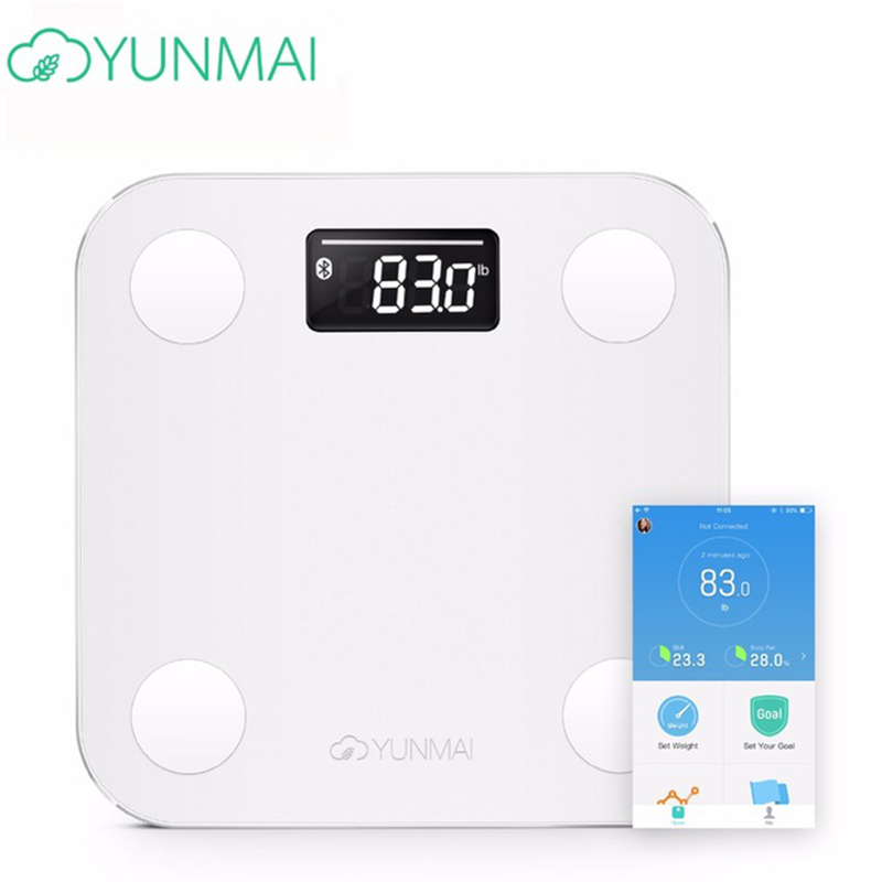 White Smart Yunmai Premium Mini Scale Household Weight Scales Floor Fat Percentage Digital Body Fat Weighing Scale