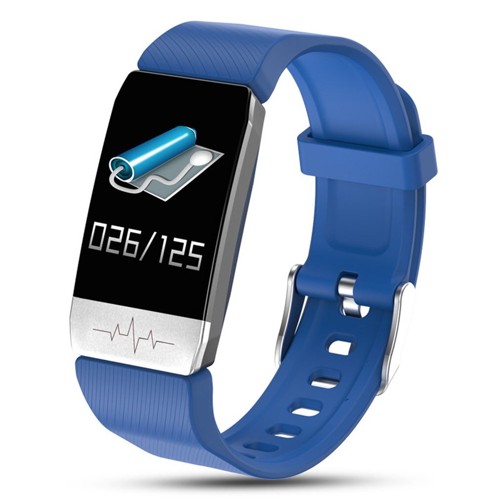 T1 Temperatuur Meting Smart Watch Ecg Bloed Zuurstof Monitoring Multi-Sport Real-Time Temperatuur IP67 Waterdicht: Blue