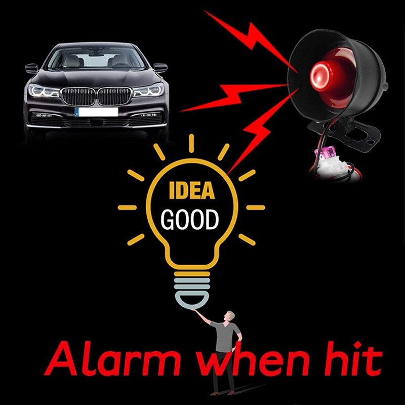 Car Horn Siren Alarm Security Protection System with 2 Remote Controls 7-Level Sensitivity Anti-Theft Device