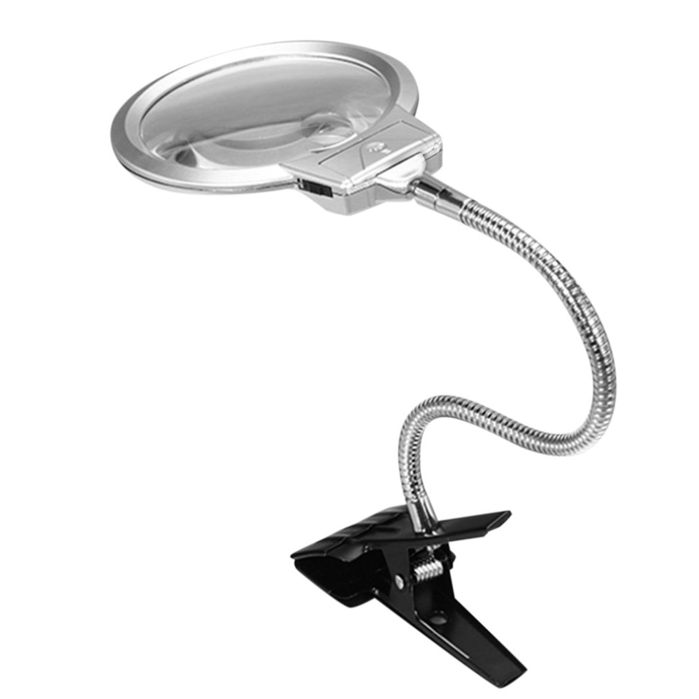 Clip On Desktop Illuminated Magnifier Magnifying Glass Reading Loupe Metal Hose LED Lighted Lamp Top Desk Magnifier With Clamp