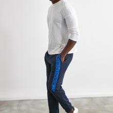 Trendyol Male Printed Sweatpants TMNAW21EA0361: Navy blue / L