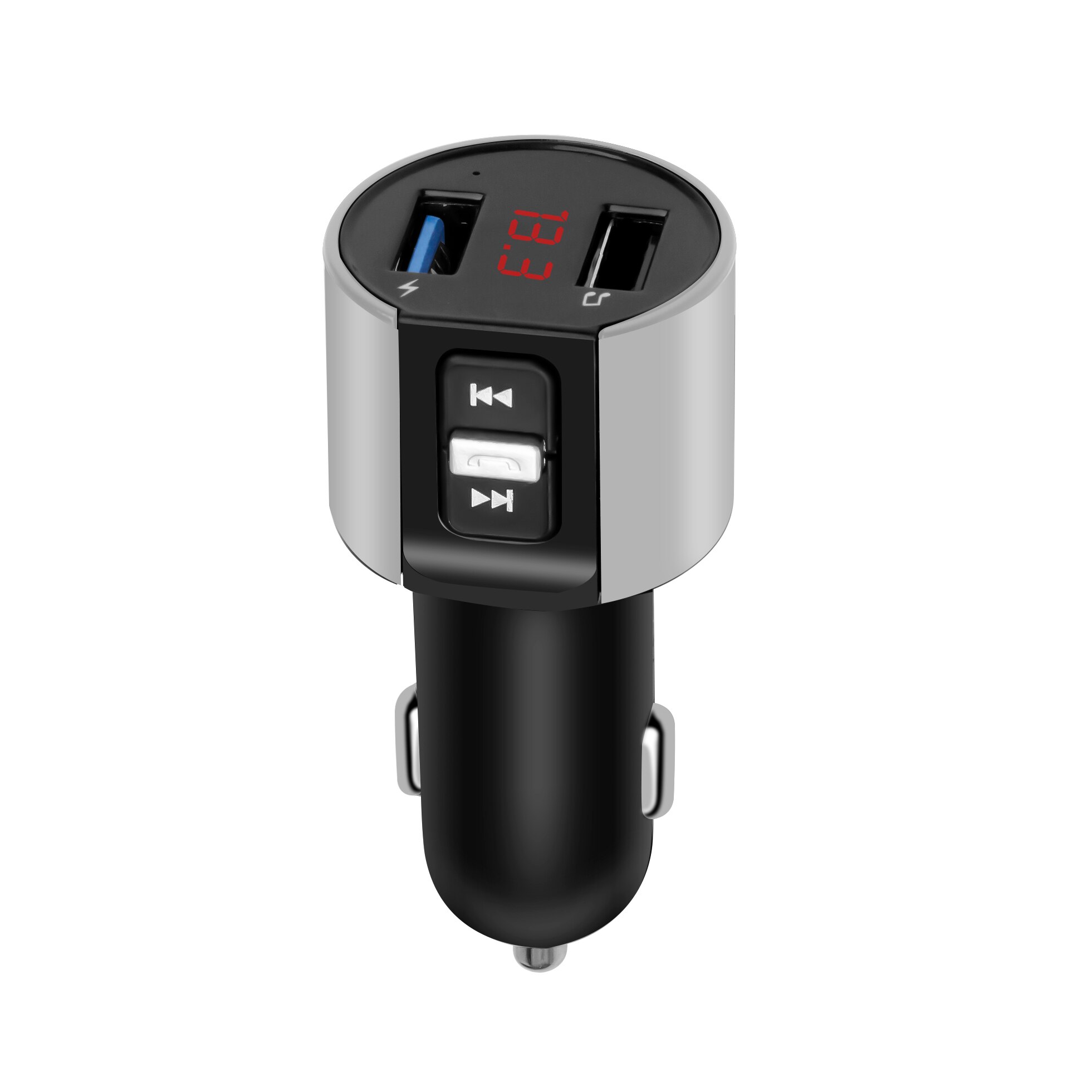Transmisor FM con Bluetooth 5,0 para coche receptor de Audio manos libres inalámbrico, reproductor de MP3 3.1A automático, Cargador rápido USB Dual, accesorios para coche: Silver
