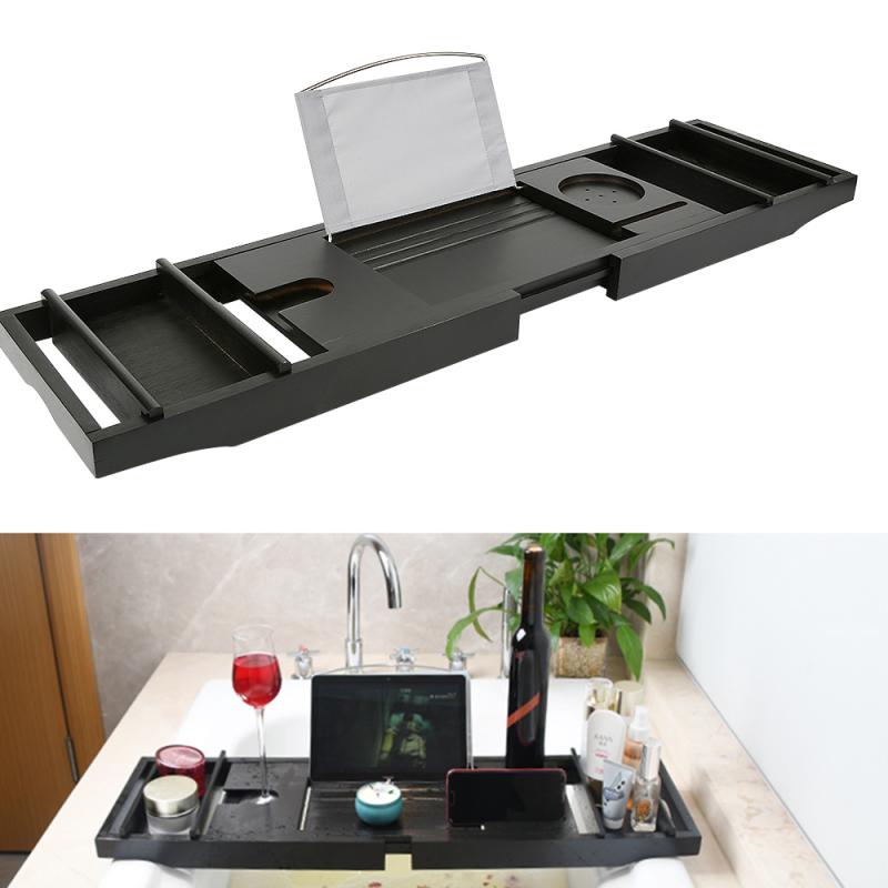 Extendable Bathtub Tray Caddy Bath Tray Wooden Bath Racks Bathroom Adjustable Bath Tub Tray/ Bridge/ Shelf Organizer HWC