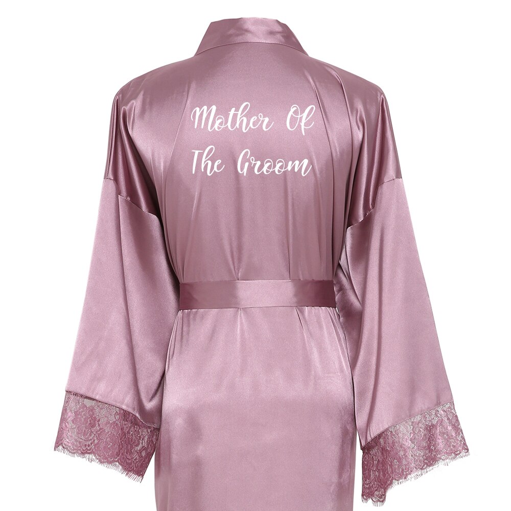 Owiter Brautjungfer mauve Lange Große Ebene murmeln Braut Kimono Seide Satin- Nacht Kleid Kleid Hochzeit Roben Bademantel Spitze Kleid Damen: mauve Mutter Bräutigam