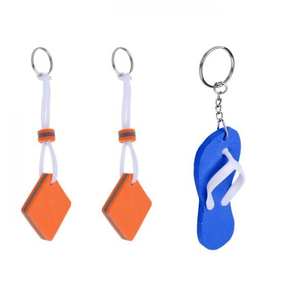 Sejlsport havfiskeri vandsport flydende nøglering nøglering - firkantet formet orange og flip flops blå