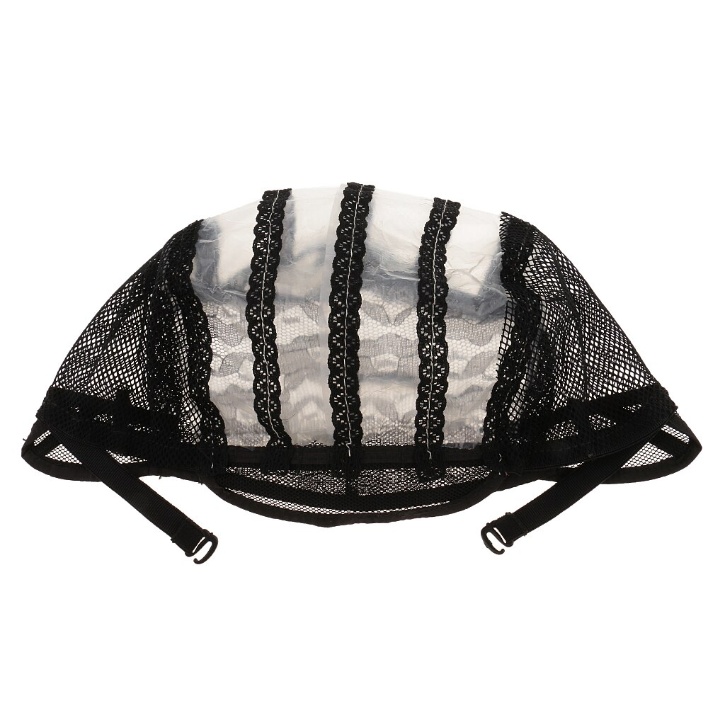 1 Uds. De gorra de malla para peluca de encaje para hacer peluca, gorro de red de pelo de tejido Invisible elástico, color negro/marrón/Beige: Negro